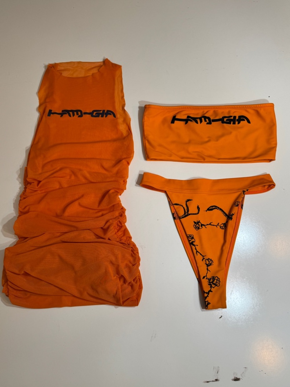 I AM GIA - BIKINI WITH A FLATTERING MATCHING MESH DRESS. THIS SET IS A M/L